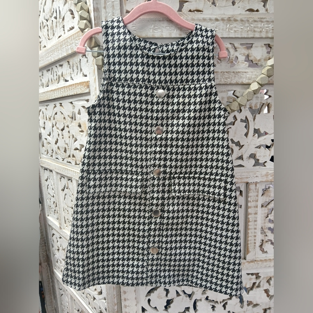 Nicole Miller Black and White Houndstooth Kids Dress